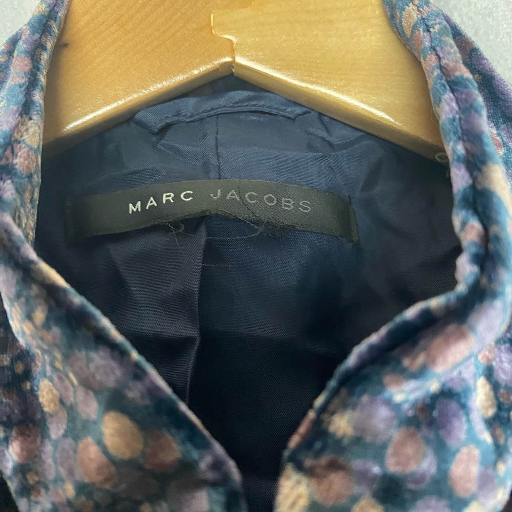 Marc Jacobs Elegant Velvet Silk Peplum Blazer Old Money Luxury Navy XS - Picture 5 of 6